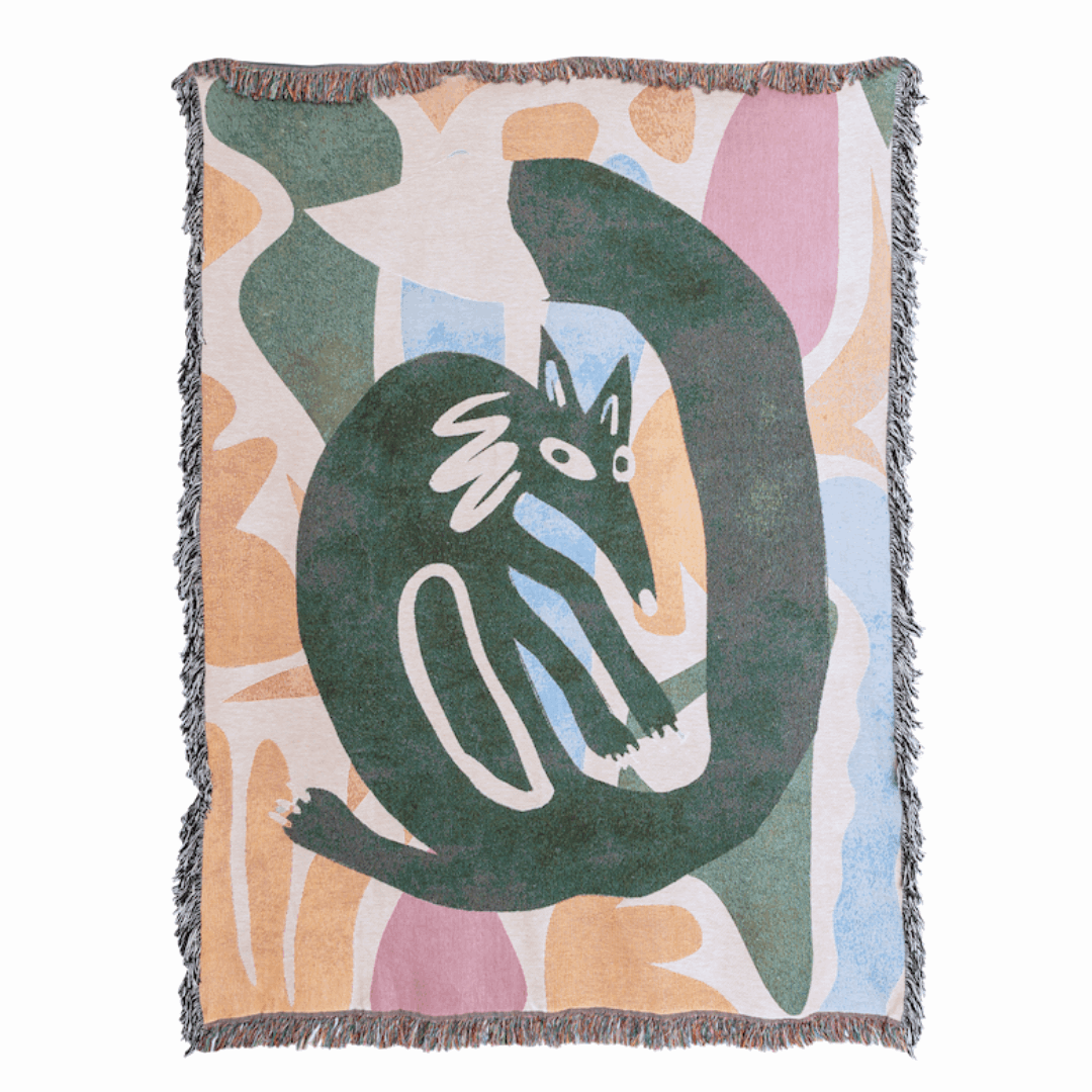 Woven Cotton Throw - Fox Totem