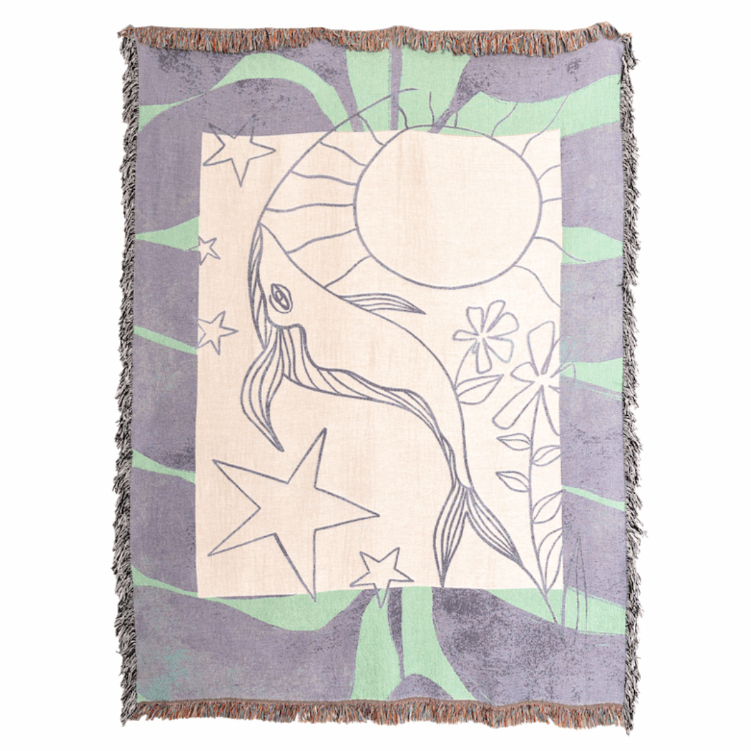 Woven Cotton Throw - Whale Totem