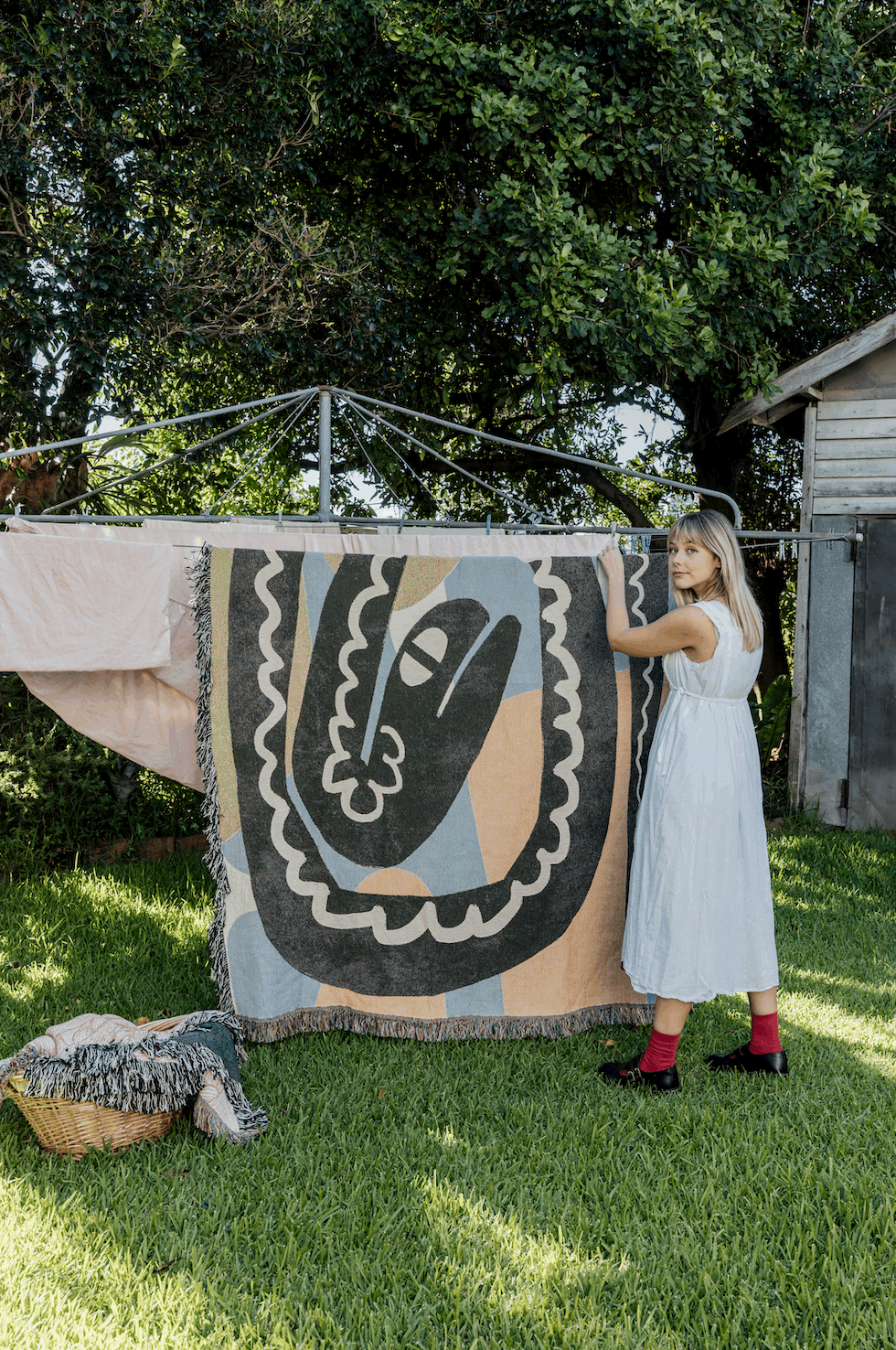 Woven Cotton Throw - Snake Totem