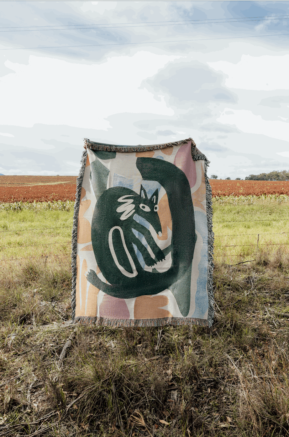 Woven Cotton Throw - Fox Totem