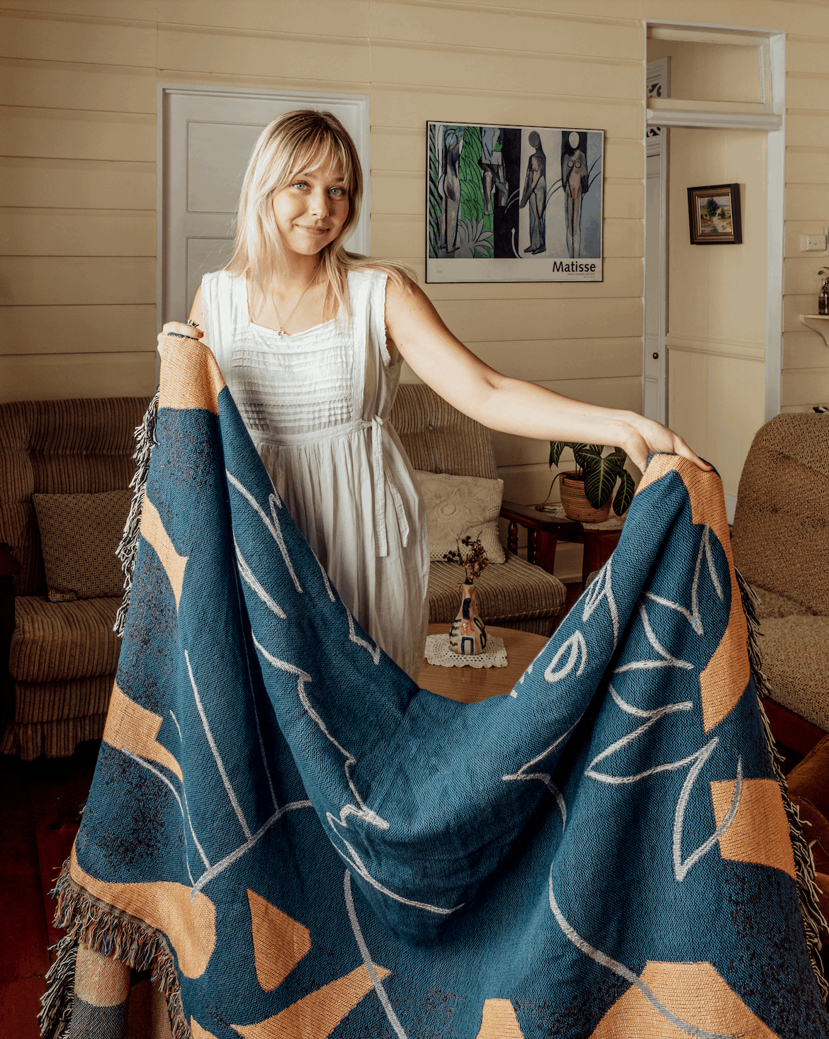 Woven Cotton Throw - Dove Totem