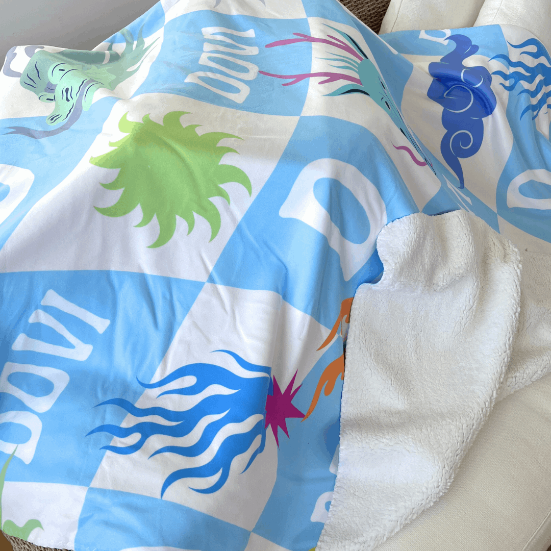 Custom Dragon Kids Blanket - Sky Blue