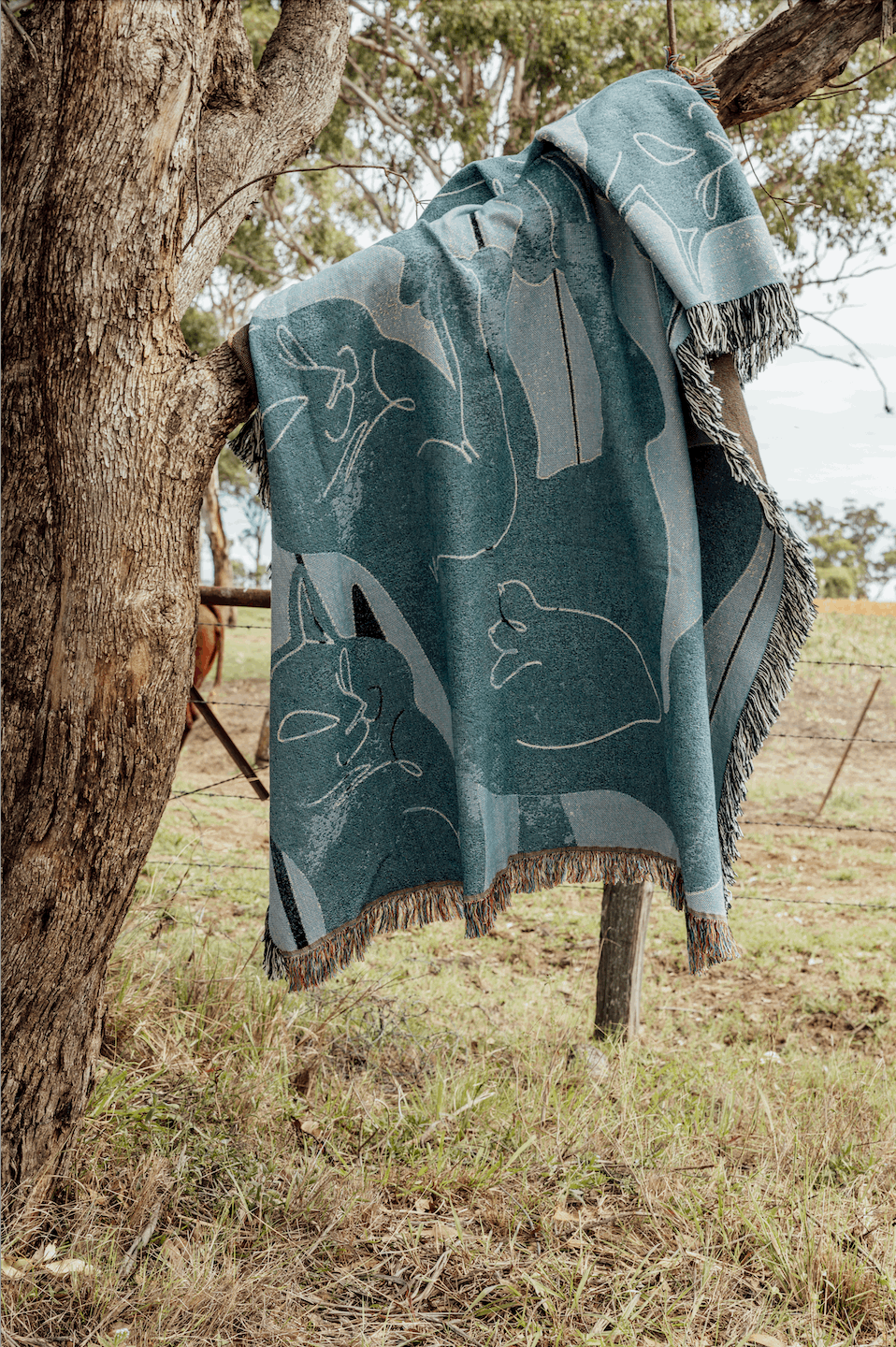 Woven Cotton Throw - Cat Totem