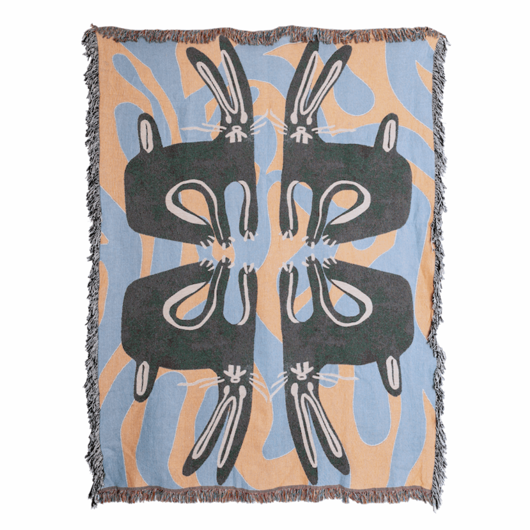 Woven Cotton Throw - Rabbit Totem