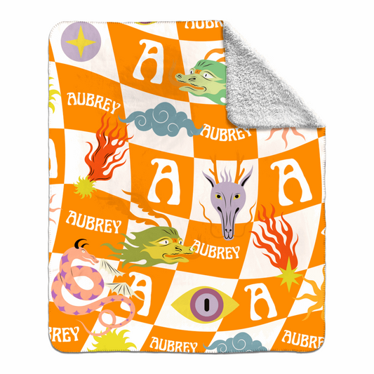 Custom Dragon Baby/Kids Blanket - Burnt Orange